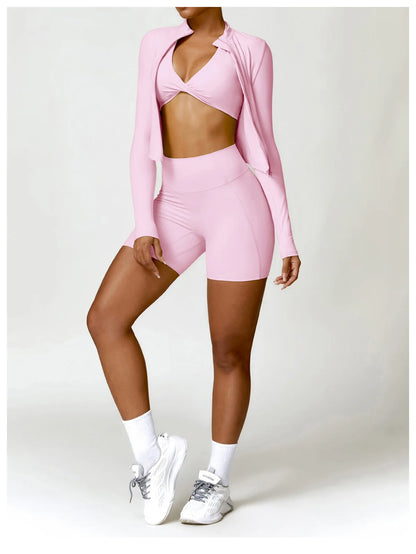 Yoga Zipper Jacket – Long Sleeve Sportswear Top, Push-Up Workout, Running & Cycling Fitness Shirt