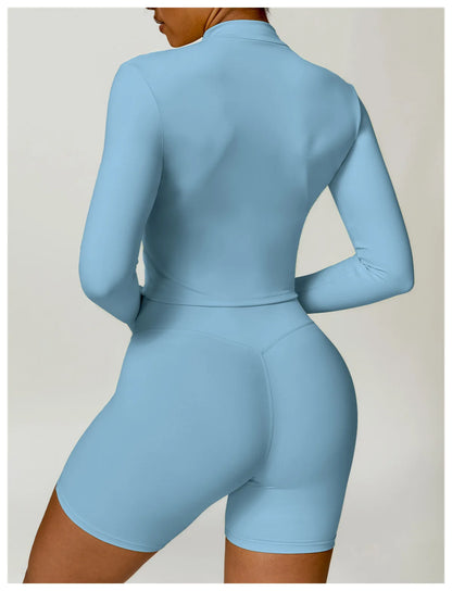 Yoga Zipper Jacket – Long Sleeve Sportswear Top, Push-Up Workout, Running & Cycling Fitness Shirt