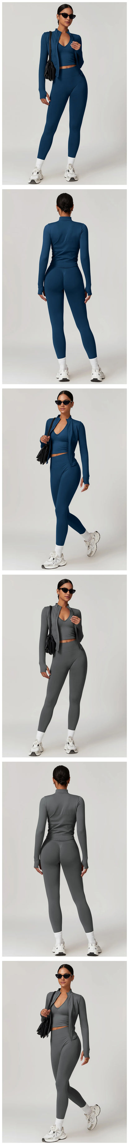 2/3/4PCS Yoga Set Gym Clothes Sportswear Seamless Yoga Suits For Women Fitness Long Sleeved Tracksuits Sports Bra Gym Leggings