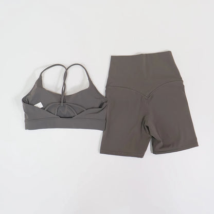 2Pcs Women's Cross-Back Two-Piece Sports Set Comfortable Yoga Fitness Wear Athletic Apparel Bra And Workout Clothing Set Female