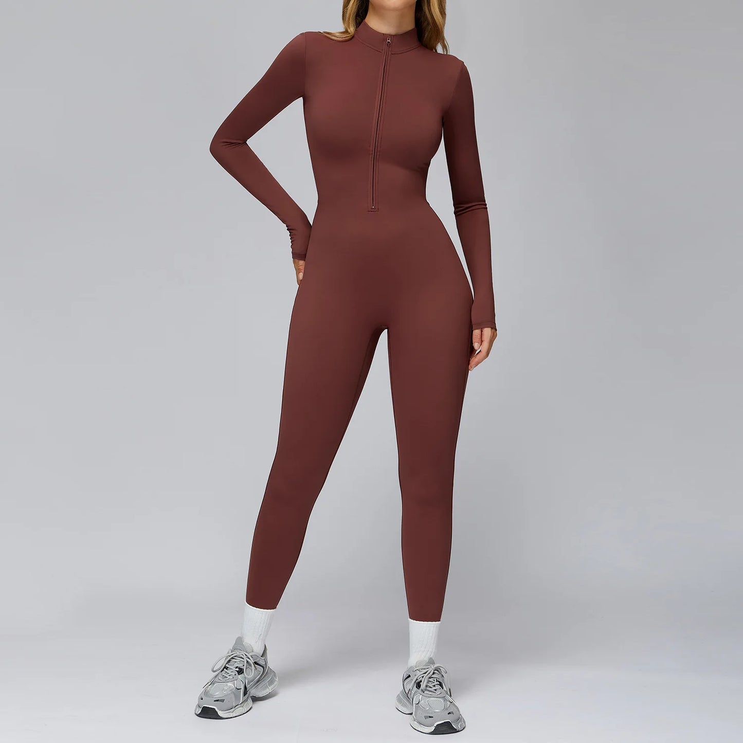 Women's Autumn/Winter Fitness Jumpsuit Tight-Fitting Fleece-Lined Yoga Jumpsuit Outdoor Thermal Jumpsuit Running & Fitness Wear