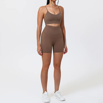 2Pcs Women's Cross-Back Two-Piece Sports Set Comfortable Yoga Fitness Wear Athletic Apparel Bra And Workout Clothing Set Female