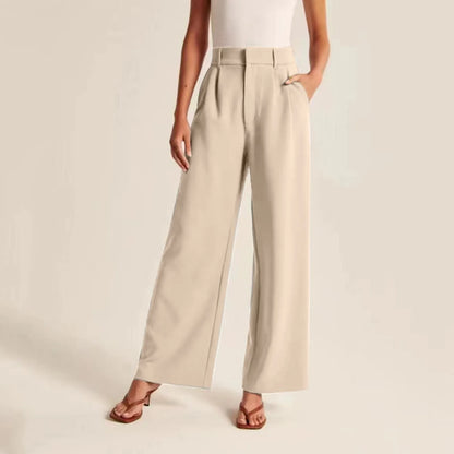 Solid Wide Leg Pants For Women High Waisted Work Business Dress Pants Casual Long Suit Straight Trousers Office Lady Linen Pants