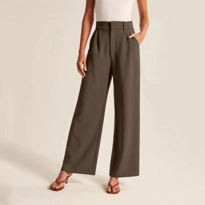 Solid Wide Leg Pants For Women High Waisted Work Business Dress Pants Casual Long Suit Straight Trousers Office Lady Linen Pants