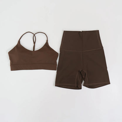 2Pcs Women's Cross-Back Two-Piece Sports Set Comfortable Yoga Fitness Wear Athletic Apparel Bra And Workout Clothing Set Female