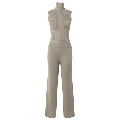 Ladies 3 Piece Outfits Sweater Sets Pullover Crop Top & Knitted Long Cardigan & Wide Leg Pants Suits Autumn Clothes Sets