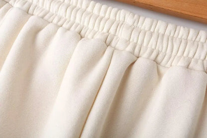 Zipper Pilot Jacket Sweatshirt Style Loose High Waist Fleece Pants Cotton Streetwear Series Women's Fashion Set