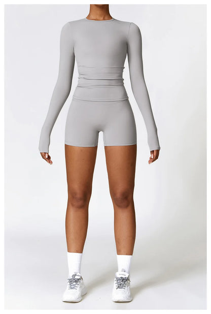 Women’s Slim Fit Long Sleeve Yoga Top – Running, Exercise, Fitness, Quick-Dry Sports Shirt