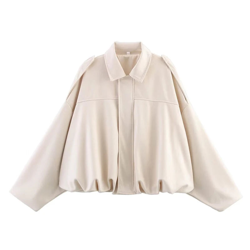 Turn-Down Collar Bomber Jackets Chic Top