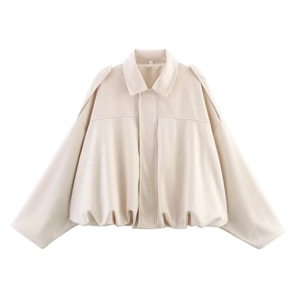 Turn-Down Collar Bomber Jackets Chic Top