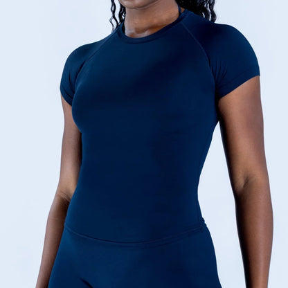 Impact Short Sleeve Crop Top – Workout, Gym, Yoga, Longline Stretchy Sports Shirt