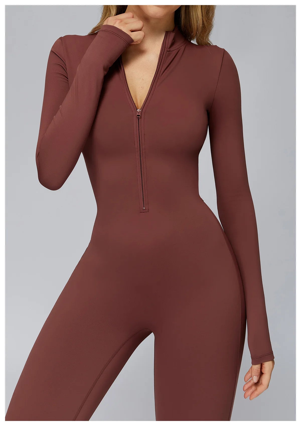 Women's Autumn/Winter Fitness Jumpsuit Tight-Fitting Fleece-Lined Yoga Jumpsuit Outdoor Thermal Jumpsuit Running & Fitness Wear