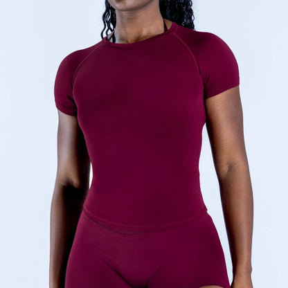 Impact Short Sleeve Crop Top – Workout, Gym, Yoga, Longline Stretchy Sports Shirt