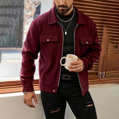 Lapel Button-Down Warm Brushed Jacket