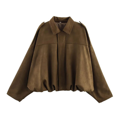 Turn-Down Collar Bomber Jackets Chic Top