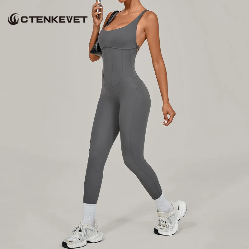 Women Adjustable Shoulder Straps Yoga Jumpsuit Dance-Inspired Backless Bodysuit Woman Tight-Fitting Workout Fitness One-Piece