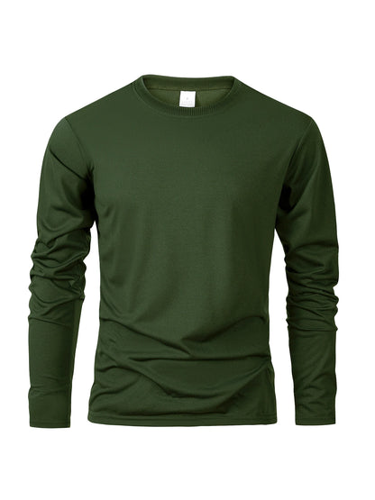 Long Sleeve Moisture Wicking T-Shirt – Casual Round Neck Sports Tee, Comfortable Versatile Top