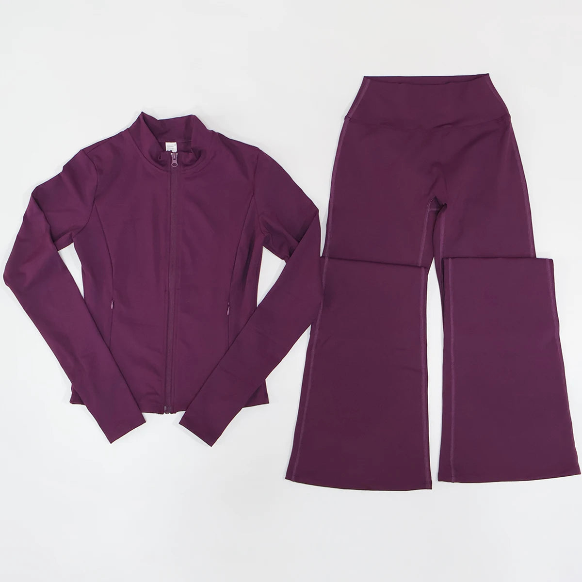 Women's Long Sleeve Sports Jacket with Pocket Outdoor Fall/Winter Gym Suit Yoga Workout Two-Piece Fitness Outfit Female