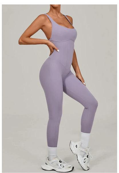 Women Adjustable Shoulder Straps Yoga Jumpsuit Dance-Inspired Backless Bodysuit Woman Tight-Fitting Workout Fitness One-Piece