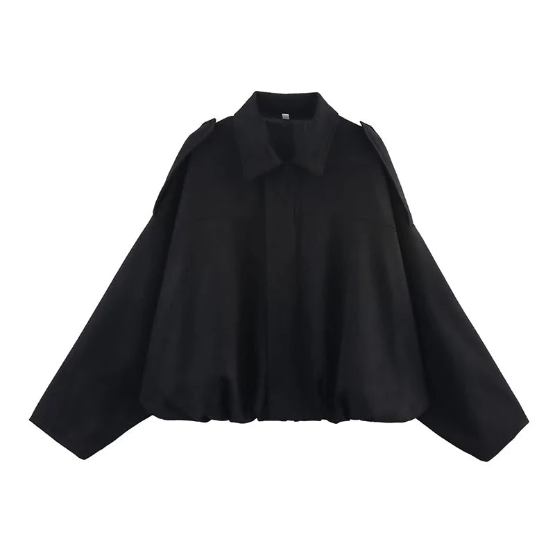 Turn-Down Collar Bomber Jackets Chic Top