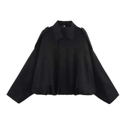 Turn-Down Collar Bomber Jackets Chic Top