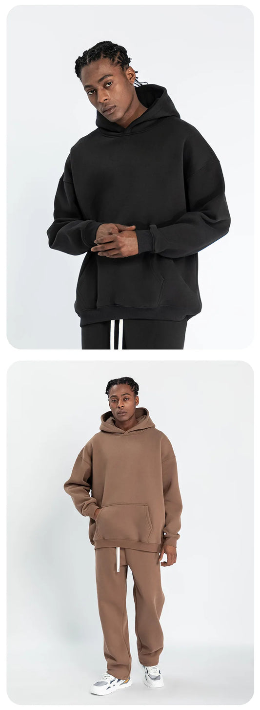 Men’s Fleece-Lined Hoodie & Jogger Tracksuit Set - Heavyweight Autumn/Winter Two-Piece Sportswear | Off Duty