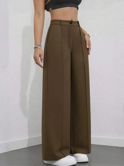 2025 model women's high-waisted, draping, straight-cut, minimalist suit pants
