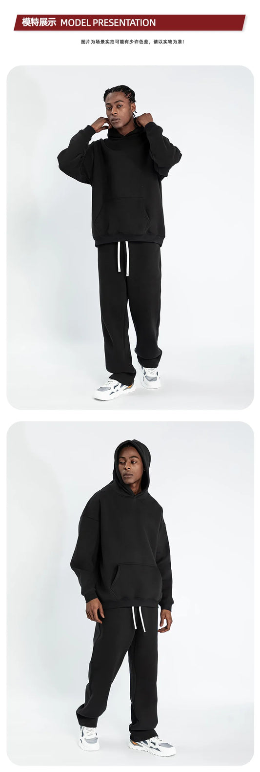 Men’s Fleece-Lined Hoodie & Jogger Tracksuit Set - Heavyweight Autumn/Winter Two-Piece Sportswear | Off Duty