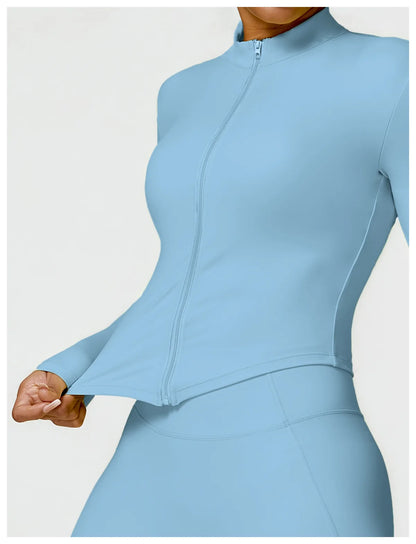 Yoga Zipper Jacket – Long Sleeve Sportswear Top, Push-Up Workout, Running & Cycling Fitness Shirt