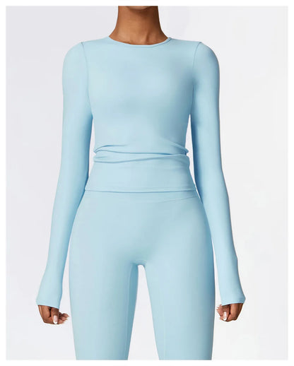 Women’s Slim Fit Long Sleeve Yoga Top – Running, Exercise, Fitness, Quick-Dry Sports Shirt