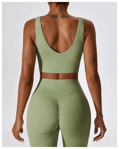 Yoga Set 2PCS Seamless Women Sportswear Workout Clothes Athletic Wear Gym Legging Fitness Bra Crop Top Long Sleeve Sports Suits