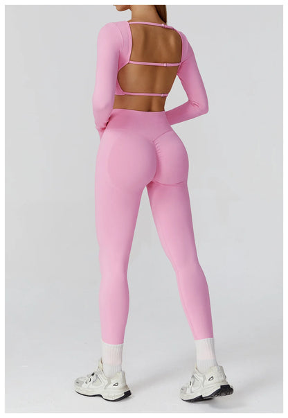 Women’s Seamless Yoga Long Sleeve Top – Running, Gym, Fitness, Workout, Stretch Sports Shirt