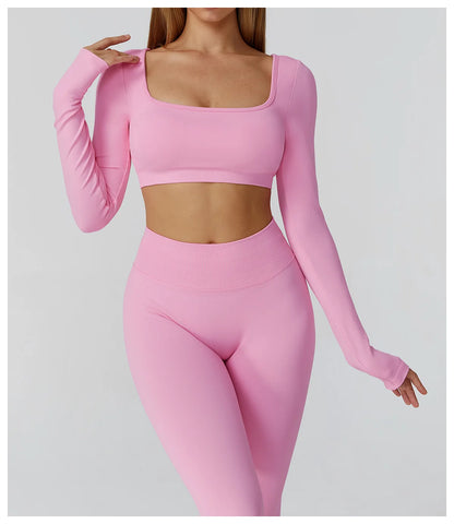 Women’s Seamless Yoga Long Sleeve Top – Running, Gym, Fitness, Workout, Stretch Sports Shirt