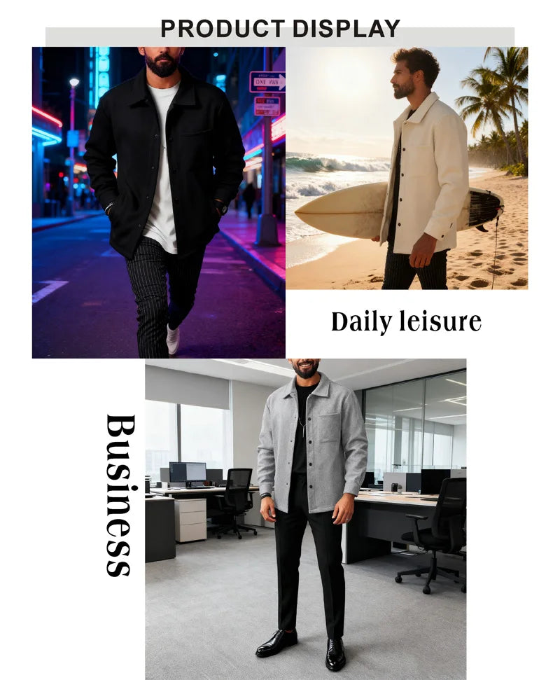 Lapel Button-Down Warm Brushed Jacket