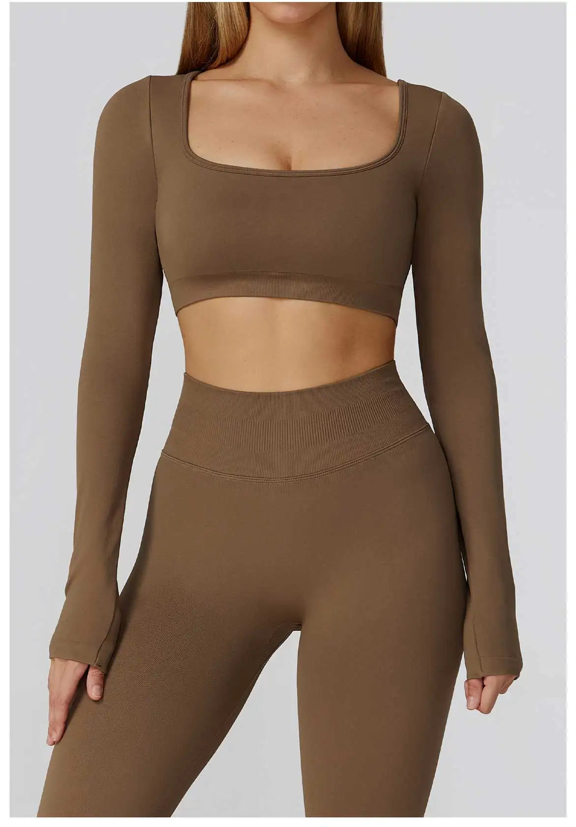 Women’s Seamless Yoga Long Sleeve Top – Running, Gym, Fitness, Workout, Stretch Sports Shirt