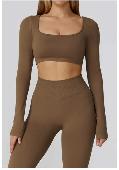 Women’s Seamless Yoga Long Sleeve Top – Running, Gym, Fitness, Workout, Stretch Sports Shirt