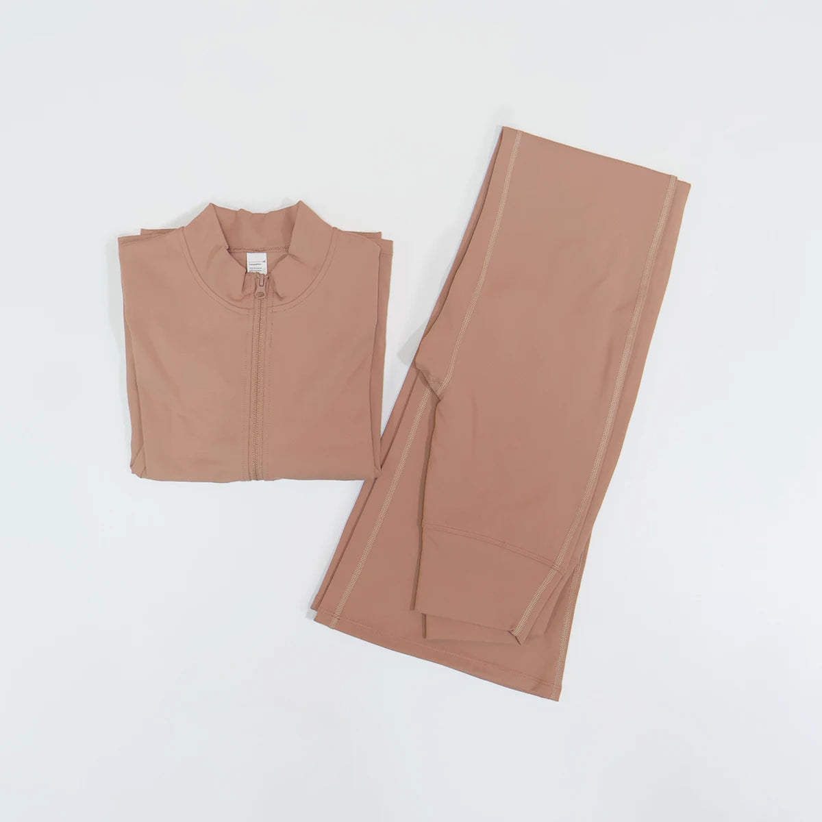 Women's Long Sleeve Sports Jacket with Pocket Outdoor Fall/Winter Gym Suit Yoga Workout Two-Piece Fitness Outfit Female