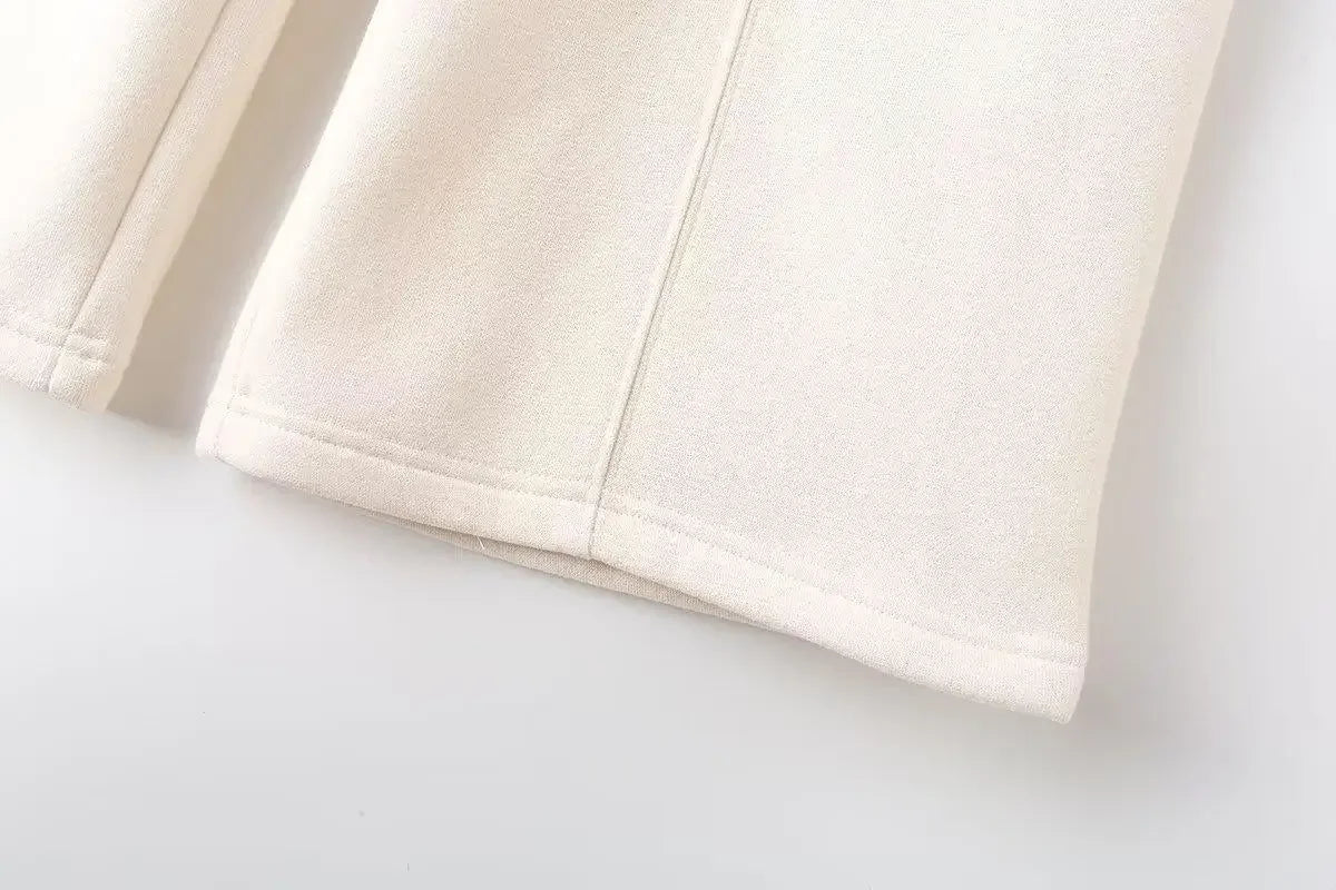 Zipper Pilot Jacket Sweatshirt Style Loose High Waist Fleece Pants Cotton Streetwear Series Women's Fashion Set