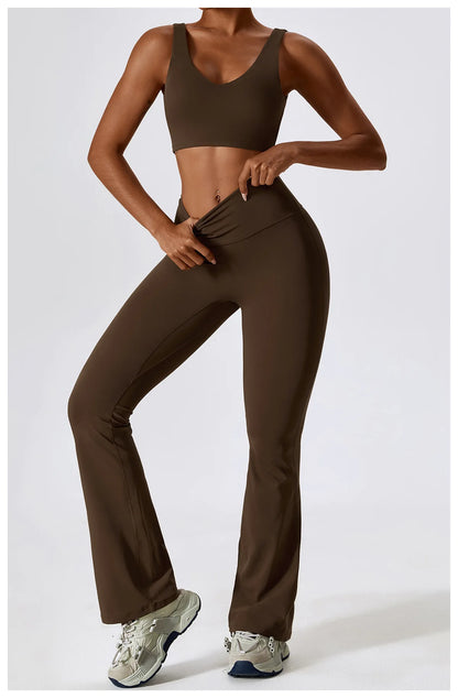 Yoga Set 2PCS Seamless Women Sportswear Workout Clothes Athletic Wear Gym Legging Fitness Bra Crop Top Long Sleeve Sports Suits