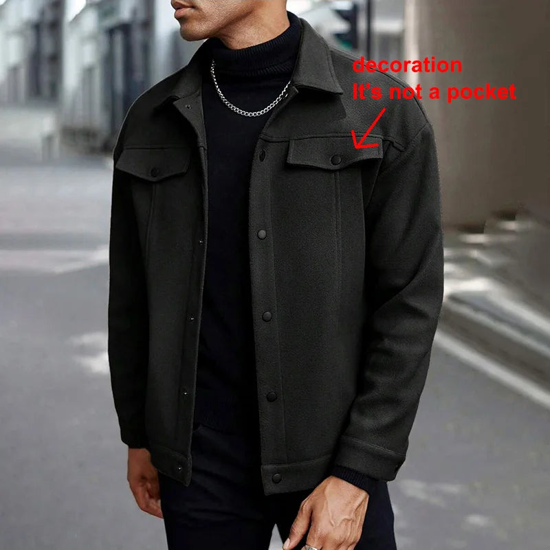 Lapel Button-Down Warm Brushed Jacket