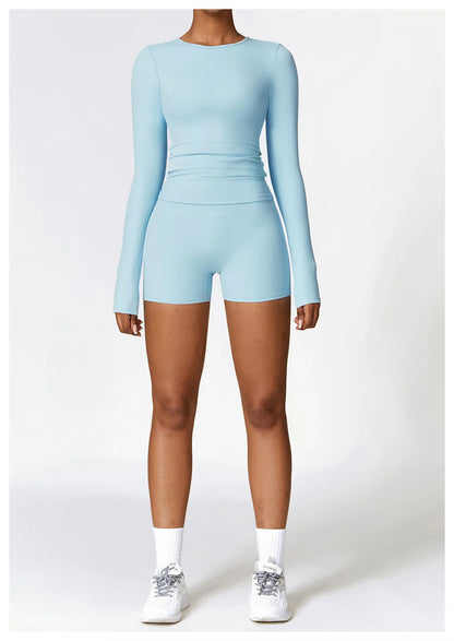 Women’s Slim Fit Long Sleeve Yoga Top – Running, Exercise, Fitness, Quick-Dry Sports Shirt