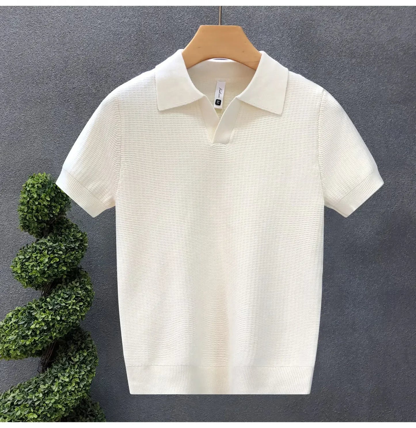 Casual Knitted Polo Shirt Men's Short Sleeve Cuban Collar T-Shirt Summer Fashion Individualistic Turn-down Collar Male Top