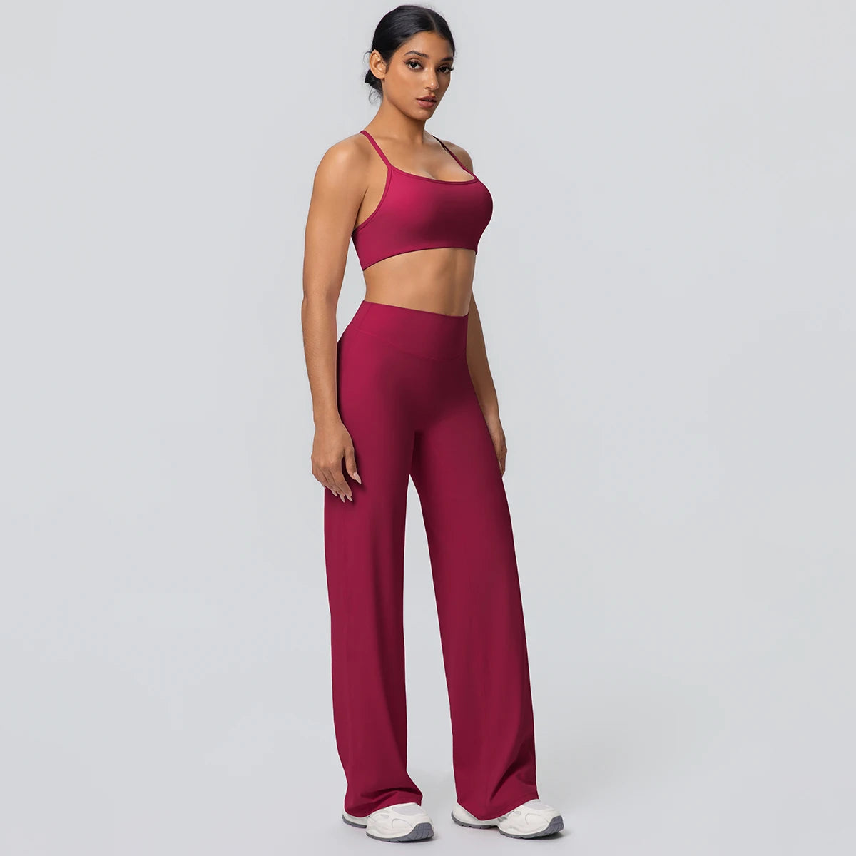 Backless Cross Bra Wide Leg Pants Sports Set