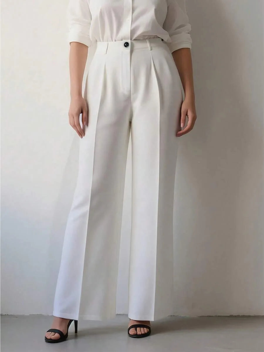 2025 model women's high-waisted, draping, straight-cut, minimalist suit pants