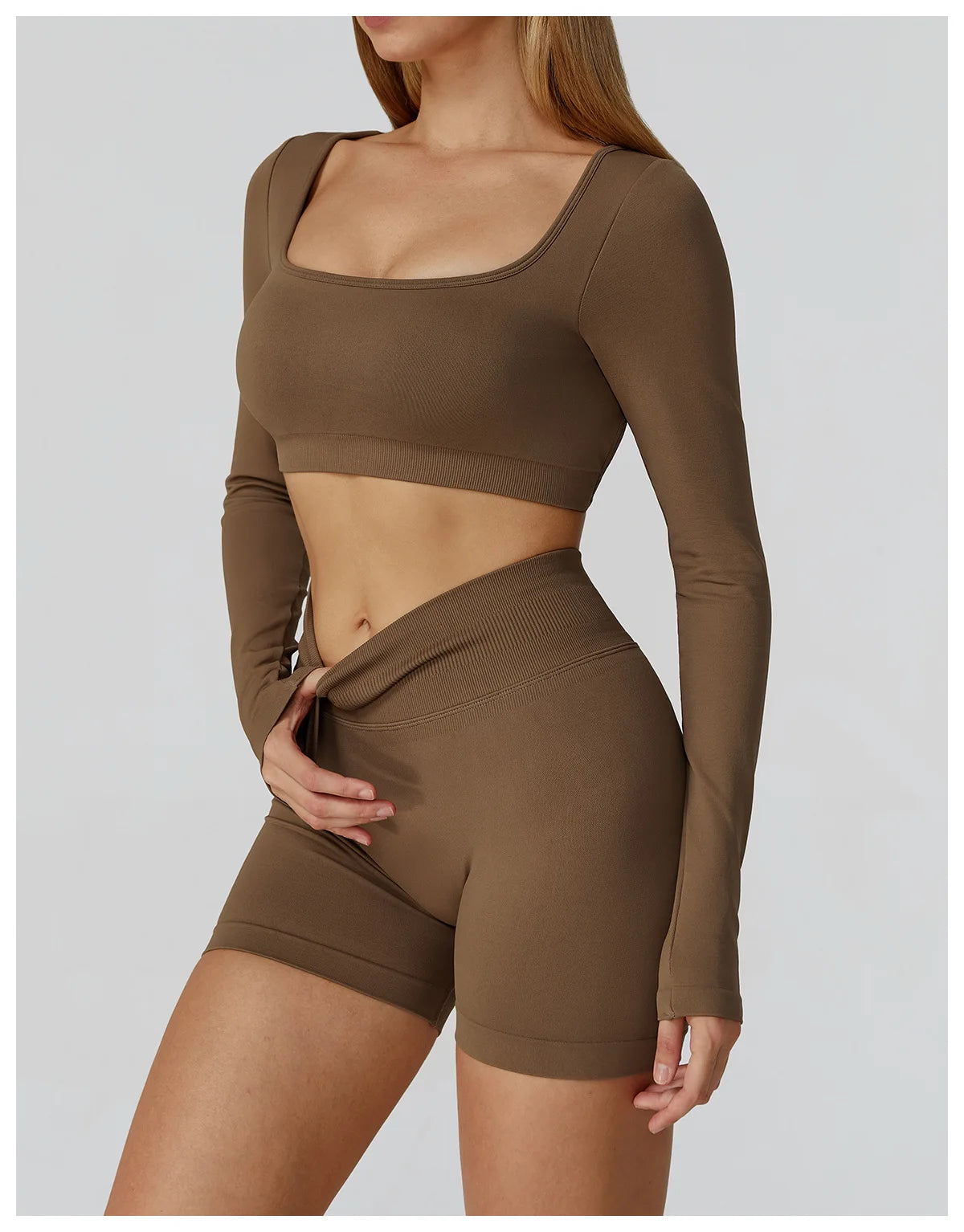 Women’s Seamless Yoga Long Sleeve Top – Running, Gym, Fitness, Workout, Stretch Sports Shirt