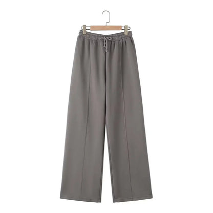 Zipper Pilot Jacket Sweatshirt Style Loose High Waist Fleece Pants Cotton Streetwear Series Women's Fashion Set