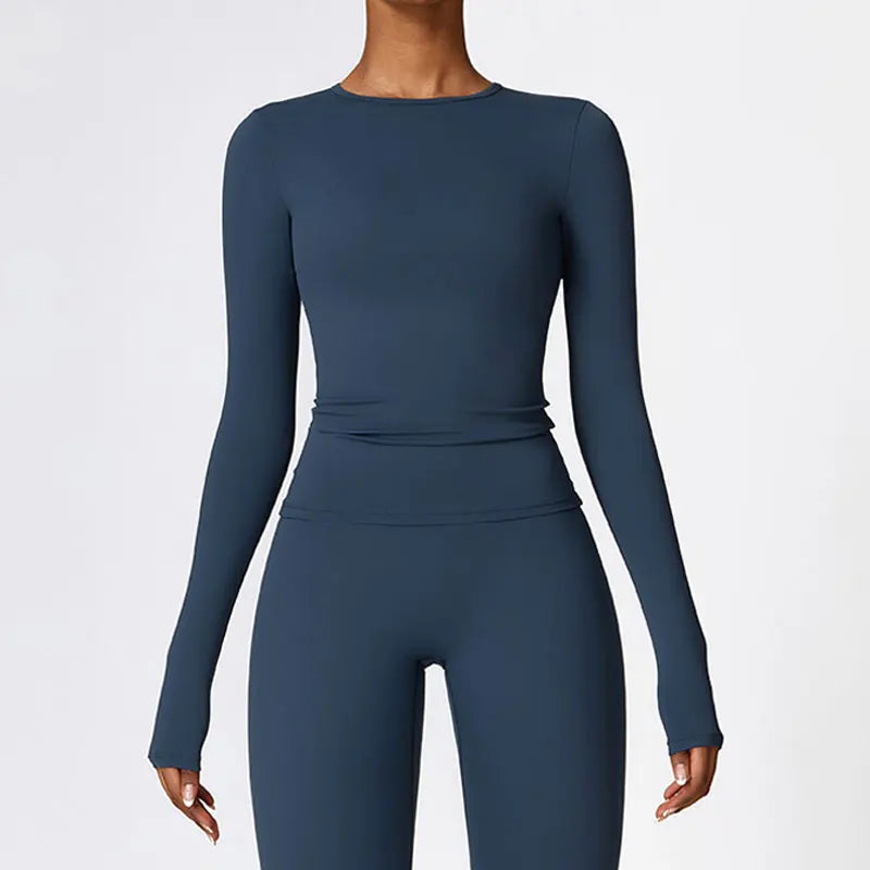 Women’s Slim Fit Long Sleeve Yoga Top – Running, Exercise, Fitness, Quick-Dry Sports Shirt
