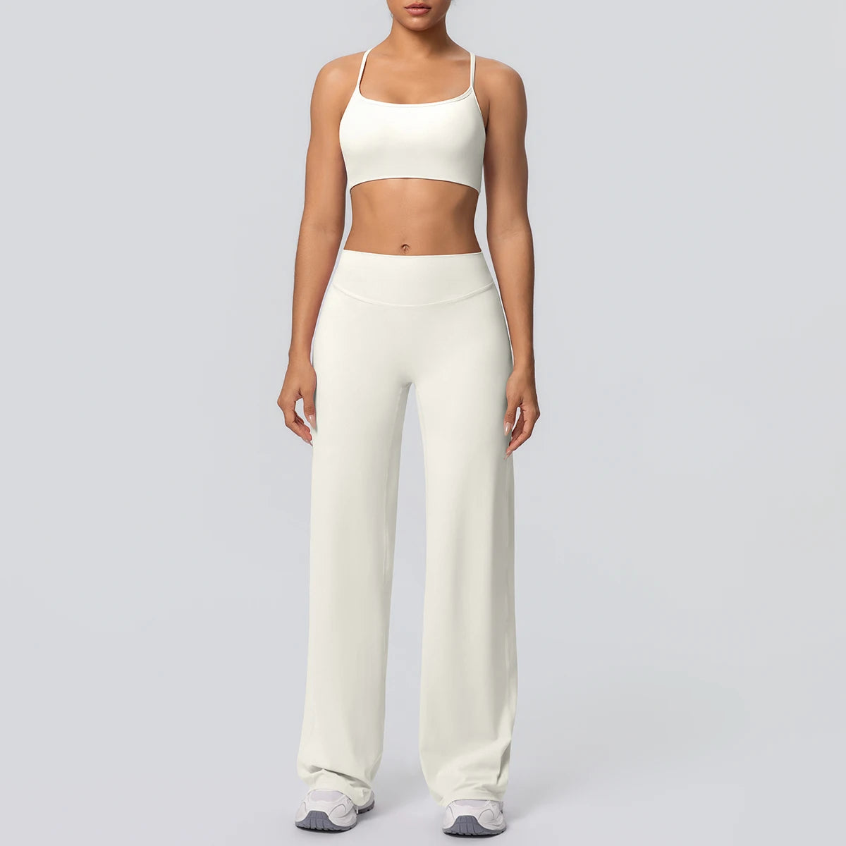 Backless Cross Bra Wide Leg Pants Sports Set