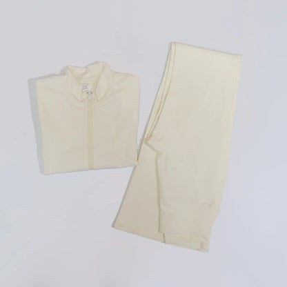 Women's Long Sleeve Sports Jacket with Pocket Outdoor Fall/Winter Gym Suit Yoga Workout Two-Piece Fitness Outfit Female