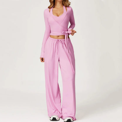 Women Yoga Set 2/3PCS Sportswear Push Up Workout Clothes Athletic Wear Gym Legging Fitness Bra Crop Top Long Sleeve Sports Suits